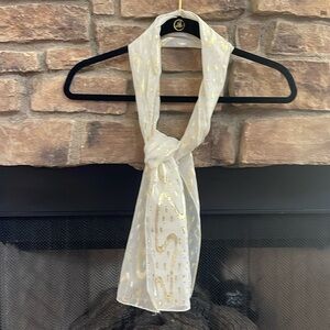 White and gold sheer scarf